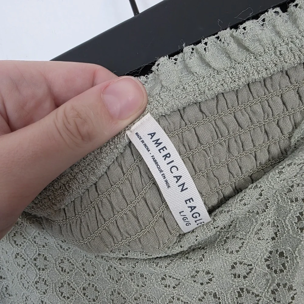 American Eagle Sage‎ Green Coquette Summer High Waisted Ruffle Mini Skort Size L